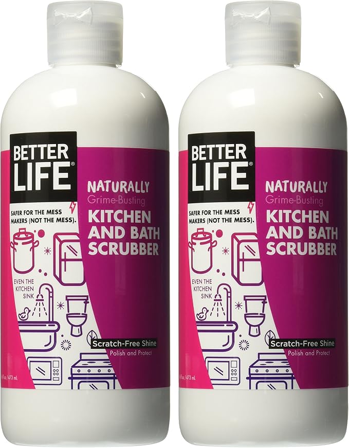 Better Life Sink Scrubber, Kitchen and Bath Cleaner, Tub and Tile Scrub, Stainless Steel and Granite Cleaner, 16 Ounce, Pack of 2