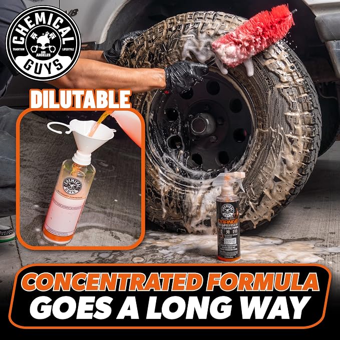 Chemical Guys, Signature Series Orange Heavy Duty Degreaser Spray, 1 Gallon | Heavy-duty citrus degreaser breaks down grease and oil on engines, tires, tools and undercarriages, dilutable