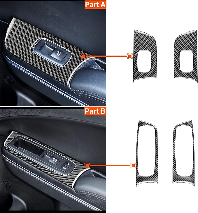 Real Carbon Fiber Trim for Dodge Charger Chrysler 300 Accessories | for Charger 2011+ Chrysler 300 2011-2023 Window Lift Panel Outer Frame Sticker Interior Thick Overlay Decal