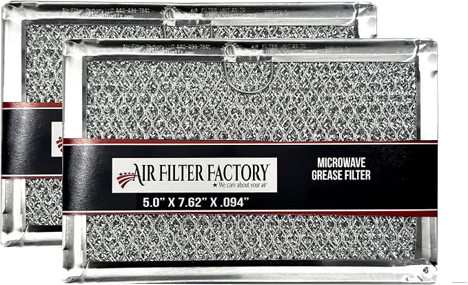 12-Layer Air Filter Factory 5" x 7.5" Pull Tab Microwave Grease Filter Replacements For Many GE, Frigidaire, Magic Chef & LG Microwave Oven Models Filter Set Of 2 (Pull Tab Long Side)