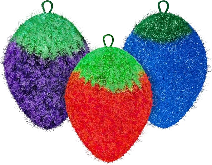 Dish Scrubbie Non-Scratch Dish Scrubber-Long Lasting & Odorless, Safe on Non-Stick, Cast Iron, Glass and Other Surfaces, Reusable Kitchen Sponge Alternative for Kitchen, Bathroom & Floors (Pack of 3)