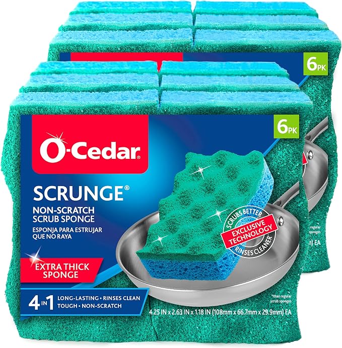 O-Cedar Multi-Use Scrunge Scrub Sponge 6 Count (Pack of 2)