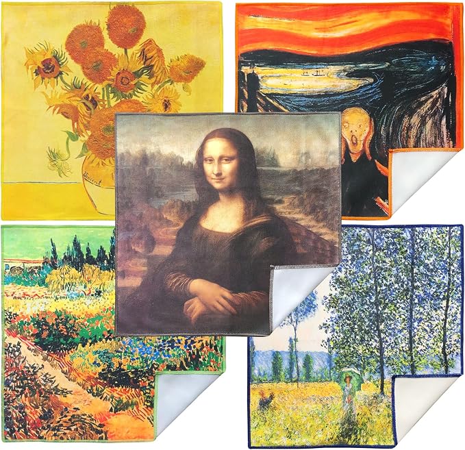 Extra Large [5 Pack] Classic Art Collection 2, Microfiber Cleaning Cloth - Ultra Premium Quality Microfiber Cloth(Best for Camera Lens, Glasses, Screens, and All Lens.)