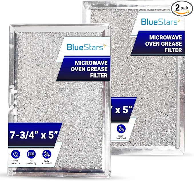 [Upgraded] Microwave Oven Grease Filter Replacement 5" x 7-3/4" WB06X10309 WB06X10359 5230W1A012B by BlueStars - Compatible with LG GE Sears Over-the-Range Microwave Ovens (2-Pack)