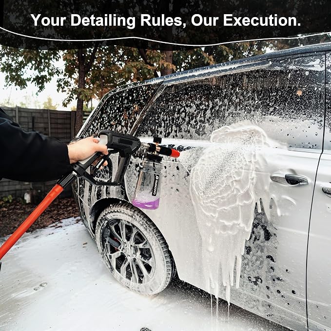Raincovo Foam Cannon Wide Mouth for Pressure Washer, Snow Pro | Thick Snow Foam Lance for Car Wash, Adjustable Soap Cannon with 1/4 Inch Quick Connector, Additional 1.1mm Orifice Nozzle