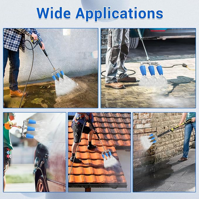 Triple Turbo Nozzle Pressure Washer, 1/4" Quick Connector, 4000 PSI | 360° Rotating Turbo Nozzle, 2.0 Orifice 3-in-1 Turbo Nozzle