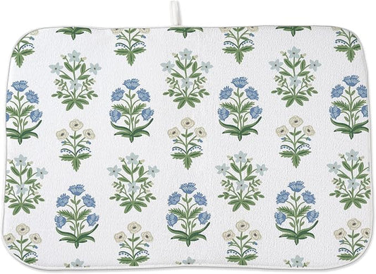 Spring Dish Drying Mat 18x24 Inches For Kitchen Counter Absorbent Floral 4 Kitchen Decoration Summer Floral Drying Mat For Home Kitchen,Dining Room,Office Decoration