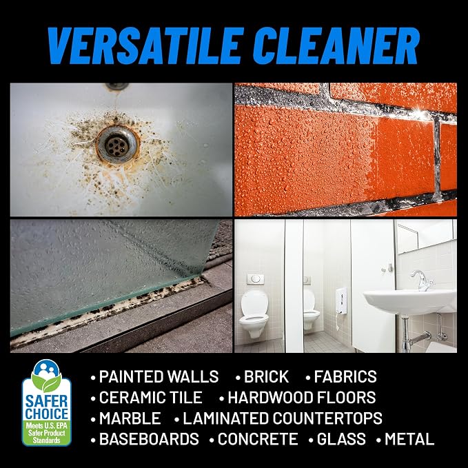 CLR PRO Heavy Duty Bleach-Free Mold & Mildew Stain Remover - Works on Tile, Wood, Concrete, Glass, and More, 1 Gallon Bottle