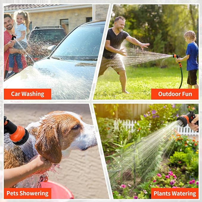 NEXCOVER Hose Nozzle 2PK, Garden Hose Nozzle with 7 Adjustable Watering Patterns, ABS Hose Nozzle Sprayer, Non-Slip Water Spray Nozzle for Watering Plants & Lawns, Cleaning, Washing Pets & Cars