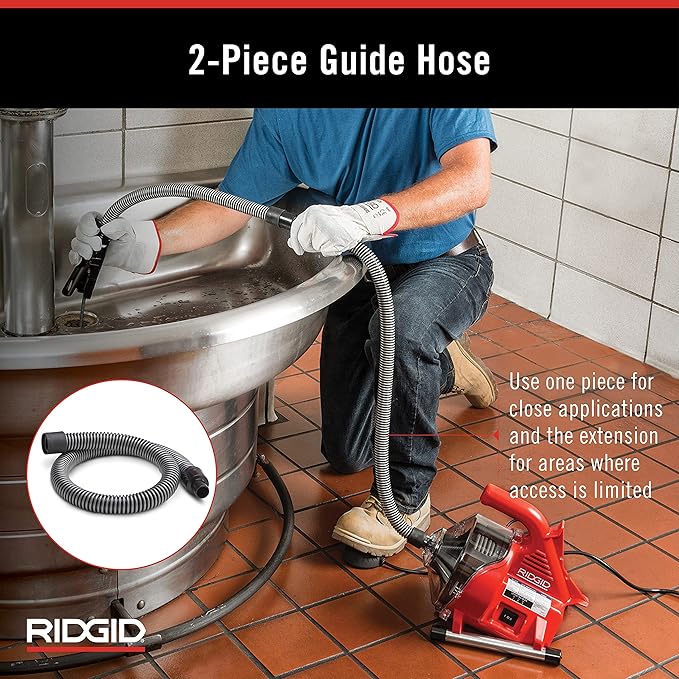 RIDGID 55808 PowerClear 120-Volt Drain Cleaning Machine Kit for Tubs, Showers, and Sinks, Drain Cleaner Machine Kit with AUTOFEED, Inner Core Cable, and Guide Hose