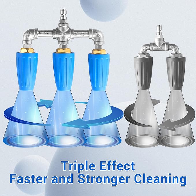 Triple Turbo Nozzle Pressure Washer, 1/4" Quick Connector, 4000 PSI | 360° Rotating Turbo Nozzle, 2.0 Orifice 3-in-1 Turbo Nozzle