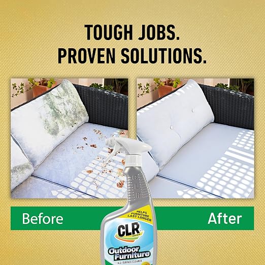 CLR Brands Outdoor Furniture Cleaner, 26 oz. Spray Bottle, Cleans Outdoor Surfaces, Remove Dirt and Grime from Fabric, Wood, Wicker, PVC, Plastic and More