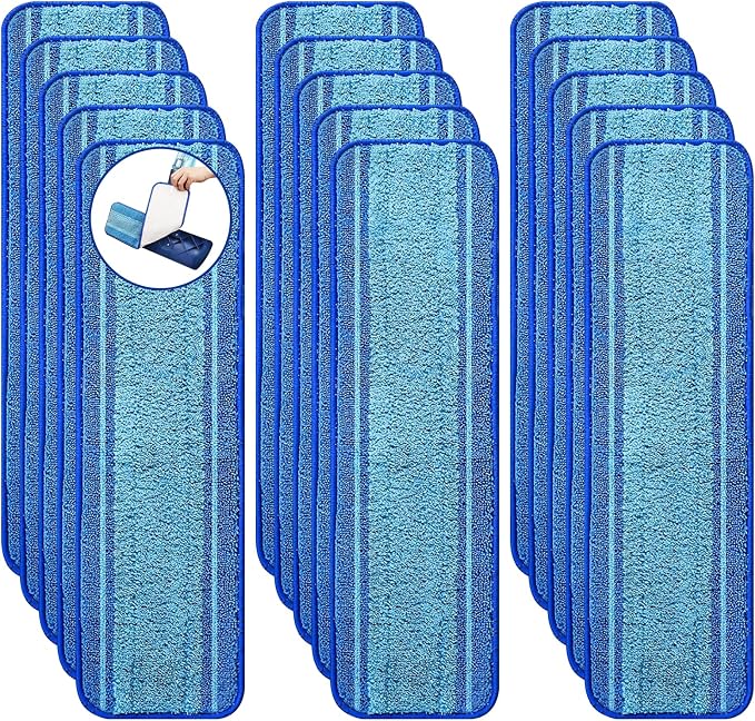 15-Pack Microfiber Mop Pads for Bona Mop- Washable Reusable Refills for Hardwood, Tile & Multi-Surface Floors | Pet Hair & Stain Remover