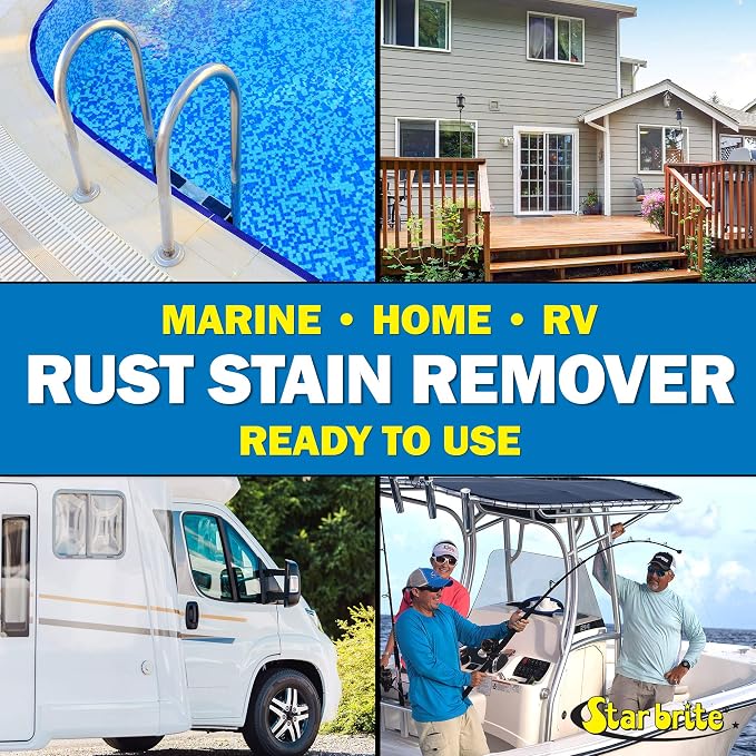 STAR BRITE Rust Stain Remover Spray - Instantly Dissolve Corrosion Stains on Fiberglass, Vinyl, Fabric & Painted Surfaces - Also Removes Sprinkler Stains & Mold & Mildew Stain Remover + Cleaner