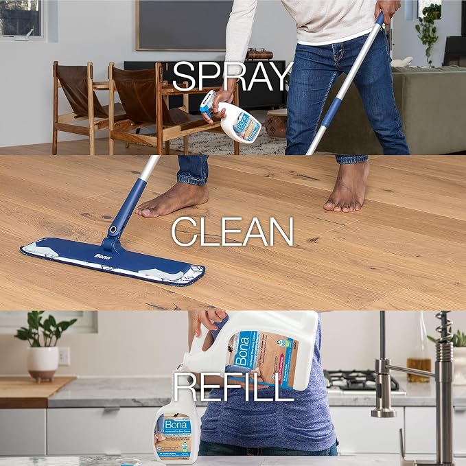 Bona PowerPlus Hardwood Floor Deep Cleaner Spray - 32 fl oz - Refillable - Oxygenated Formula and Residue-Free Floor Cleaning Solution - for Wood Floors (Pack of 2)