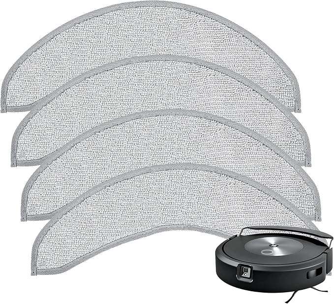 4 Pack Replacement Mop Pads for i-Robot Roomba Combo j7+/ j9+ Accessories | Microfiber Washable Mopping Pad for iRobot Roomba Combo j7+/ j9+ Robot Vacuum and Mop (Not fits for Roomba j7/ j7+/ j9+)