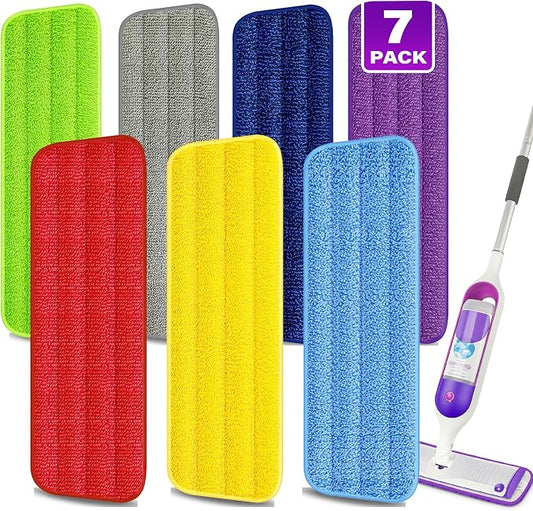 7 Pack Washable Microfiber Mop Pads for Swiffer PowerMop: Wet Mop Refills | Power Mop Refills Multi-purpose, Floor Mop Dust Mop Pads Reusable Replacement, for 13''-15'' Spray Mops Multi-surface Floors