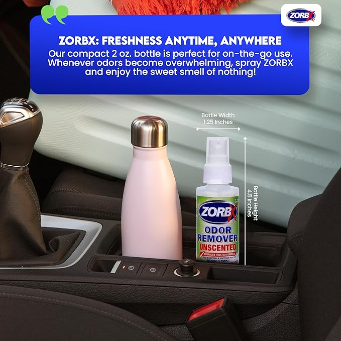 ZORBX Unscented Odor Eliminator Spray 2 Oz 24-Pack, Bulk, Hospital-Grade | Permanent Odor Remover for Incontinence, Pet & Human Urine, Strong Odors, Carpet, Fabric, Upholstery, Home & Commercial Use