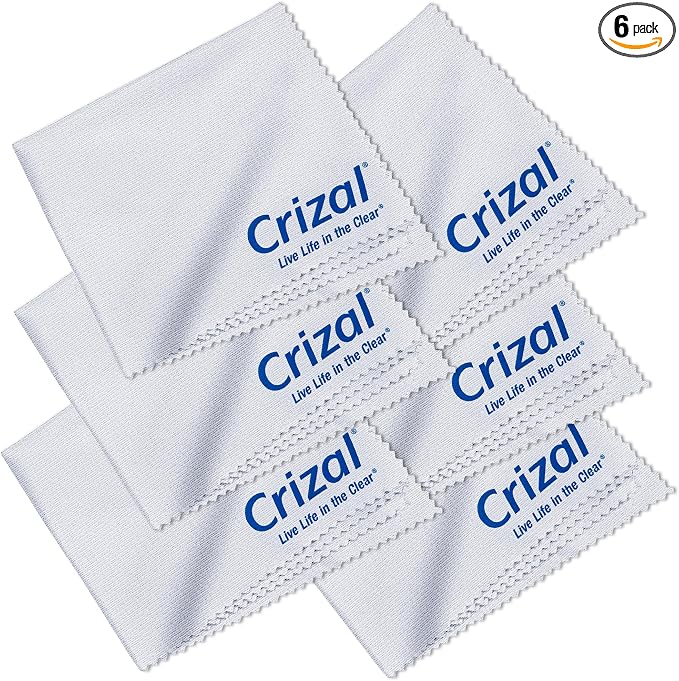 Crizal Eyeglass Cleaning Cloths – 6 Pack Premium Microfiber – Designed & Tested, Trusted for Advanced AR Lens Coatings – for Today's Premium Lenses