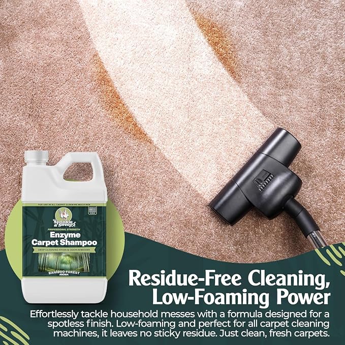 Sprinkle & Sweep: Enzyme Carpet Shampoo - 32oz, Deep Cleaning Pet Stain & Odor Remover, Dog & Cat Mess-Urine-Accident Solution, All Machine Compatible