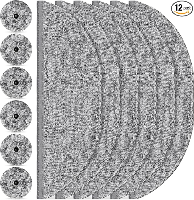 12 Pack Mop Pads Refills for Roborock S8 MaxV/S8 Max Ultra Robot Vacuum | 6 Pack Mop Cloth with Dual Sonic Vibrations Modules, 6 Pack Edge Mop Pads Accessories