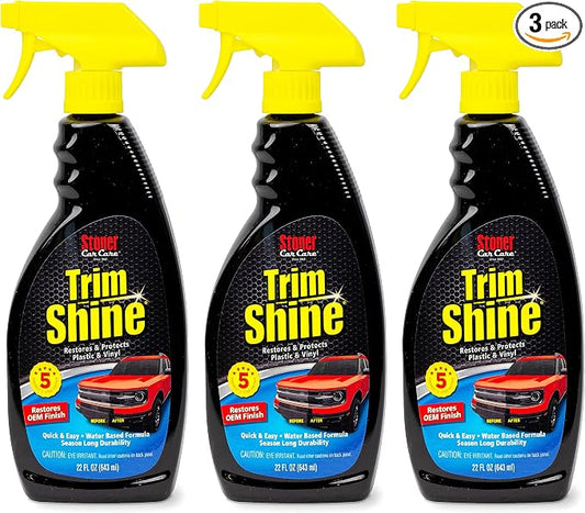 Stoner Car Care 92034-3PK Trim Shine – Black Trim and Plastic Restorer for Cars – Vinyl and Plastic Trim Protectant Coating for Interior and Exterior Use – Water-Based Formula – 22 fl oz (Pack of 3)