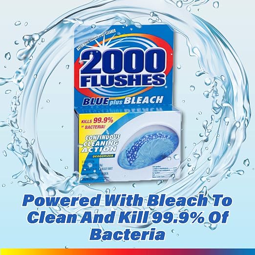 2000 Flushes Blue Plus Bleach Automatic Toilet Bowl Cleaner, 3.5 OZ TWIN-PACK (PACK OF 1), Net Weight: 7 Ounce