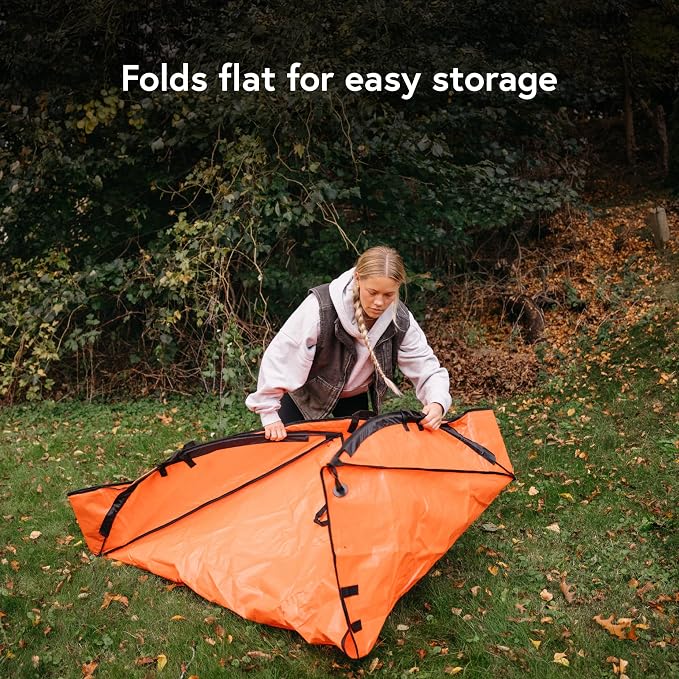 Leaf Tarp for Fast Yard Cleanup –Leaf Collection Tarp with 6 Handles & Ground Stakes – Lawn Leaf Bag for Raking, Garden Debris & Yard Waste Removal, Wind Proof, 4’ x 6’ Capacity