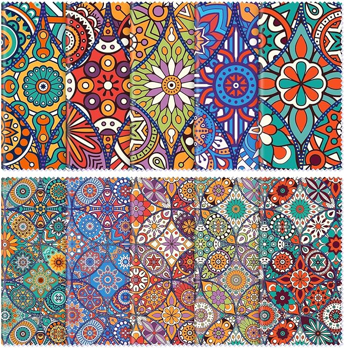 Sinmoe 20 Pcs Microfiber Cleaning Cloth Microfiber Cloth Gift Soft Multicolor Glasses Cleaner for Eyeglasses Camera Lens Cell Phone Screens Glasses, 6 x 6 Inches(Mandala)