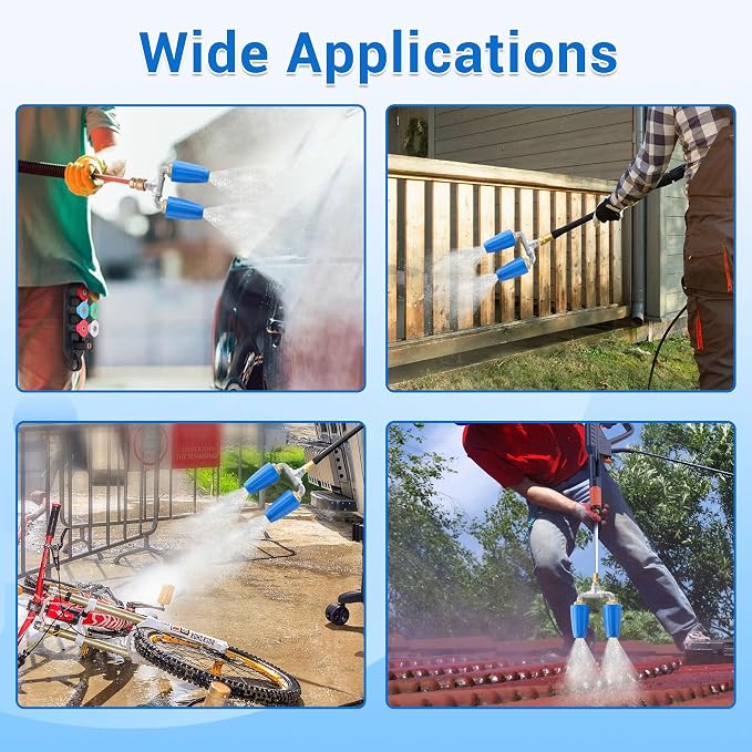 Dual Turbo Nozzle Pressure Washer, 1/4" Quick Connector, 4000 PSI | Twin 360° rotating spray for hard surfaces; 2.0 orifice, 4-6 GPM, 140°F/60°C