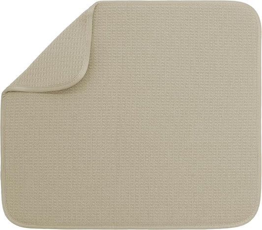 S&T INC. Dish Drying Mat, 16” x 18”, Absorbent Microfiber Kitchen Counter Mat, Dish Drying Pad for Dishes, Utensils, Pots and Pans, Large, Pure Cashmere