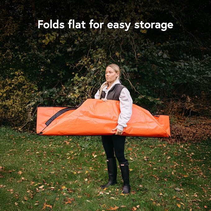 Leaf Tarp for Fast Yard Cleanup –Leaf Collection Tarp with 6 Handles & Ground Stakes – Lawn Leaf Bag for Raking, Garden Debris & Yard Waste Removal, Wind Proof, 5’ x 7’ Large Capacity