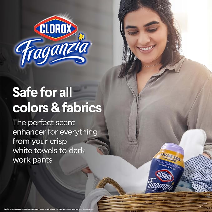 Clorox Fraganzia Laundry Scent Booster Crystals, In-Wash Fragrance Beads for Fresh-Smelling Clothes & Linens, Safe for All Fabrics & Colors, Easy-Pour Bottle, Lavender with Eucalyptus, 70 Oz