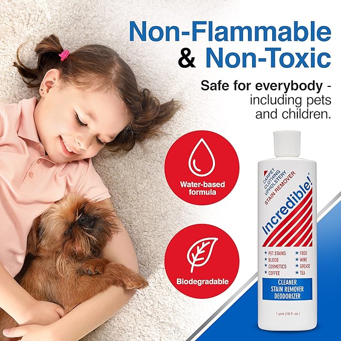 INCREDIBLE! Stain Remover | Instant Spot Remover for New & Old Stains | Cleaner, Stain Removal, Deodorizer - For Blood, Red Wine, Coffee, Urine & Pet Stains | Carpets, Laundry & Upholstery | 3 Pack