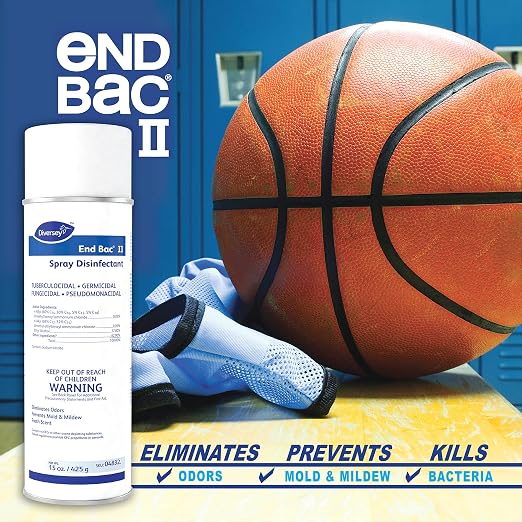 Diversey 04832 End Bac II Spray Disinfectant, Hard Surface Disinfectant Spray, Eliminates Odors in High Traffic Areas, Fresh Scent, Aerosol, 15 Ounce (Pack of 12)