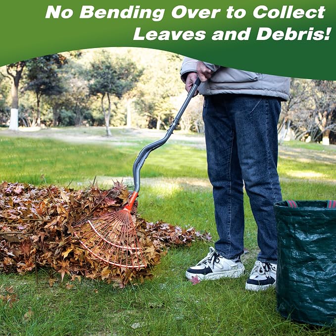 Walensee Leaf Grabber Rake, Long Handle Yard Debris Collector for Lawn | Scoop Leaves, Grass Clippings And Yard Debris Without Bending Or Touching. Steel Claws Secure Waste For Quick Cleanup.