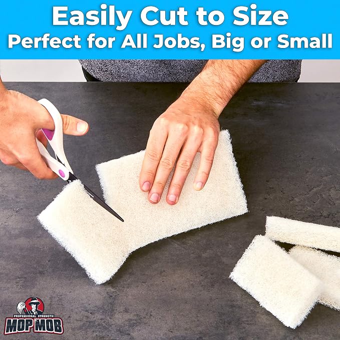 Non-Scratch, Super Long-Lasting Scrubbing Pad 5 pk, 10x4.5in. Best Reusable Multipurpose Scouring Sponge for Home Surfaces. Perfect Pro Grade Multi-Surface Scrubber Pads for Light-Duty Indoor Cleaning