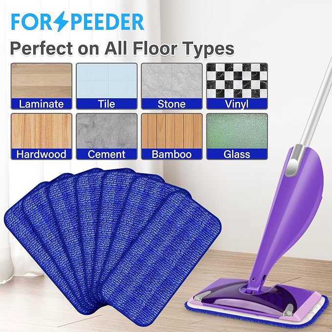 Reusable Mop Pads for Swiffer WetJet, Wet Pads Refills for 12'' Spray Mop, Microfiber Refill Machine Washable Up to 100+ Floor Cleaning for All Kinds of Floor Types, 7 Pack