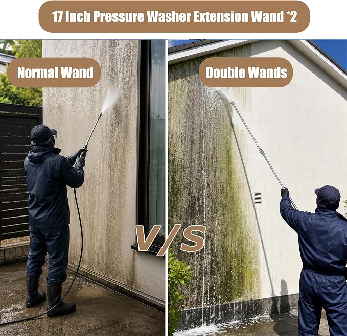 RIDGE WASHER Pressure Washer Extension Wand, 17 Inch, Stainless Steel | 2 Pack, Power Washer Lance, 1/4 Inch Quick Connect