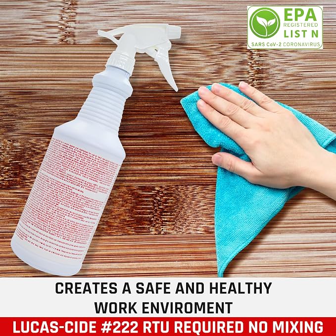 LUCAS-CIDE #222 RTU Hospital-Grade Salon and Spa 60 Second Disinfectant 32 Fl Oz