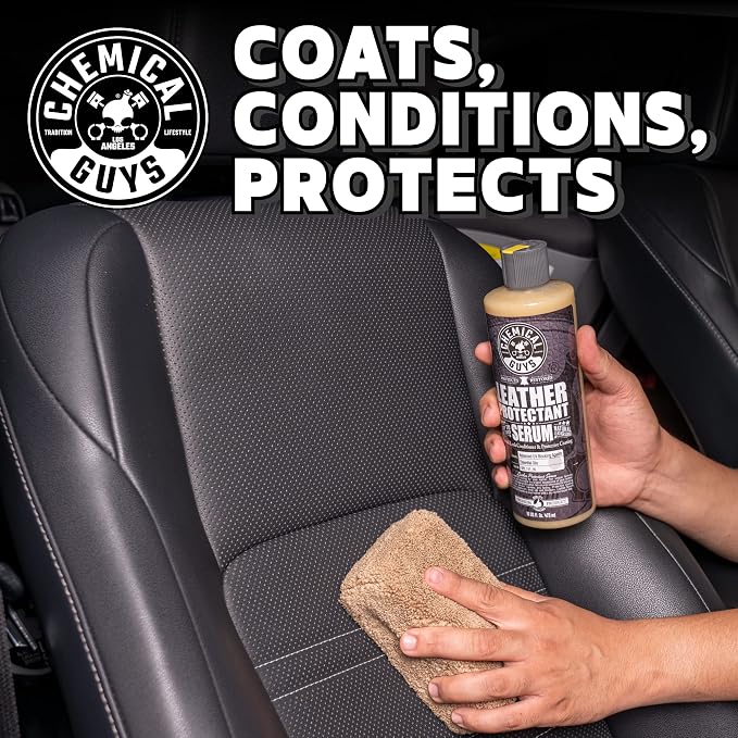 Chemical Guys, Leather Cleaner & Leather Serum Kit for Interiors, 16 oz | 2 items, for car interiors, furniture, apparel, shoes, boots, works on natural, synthetic, pleather, faux leather and more