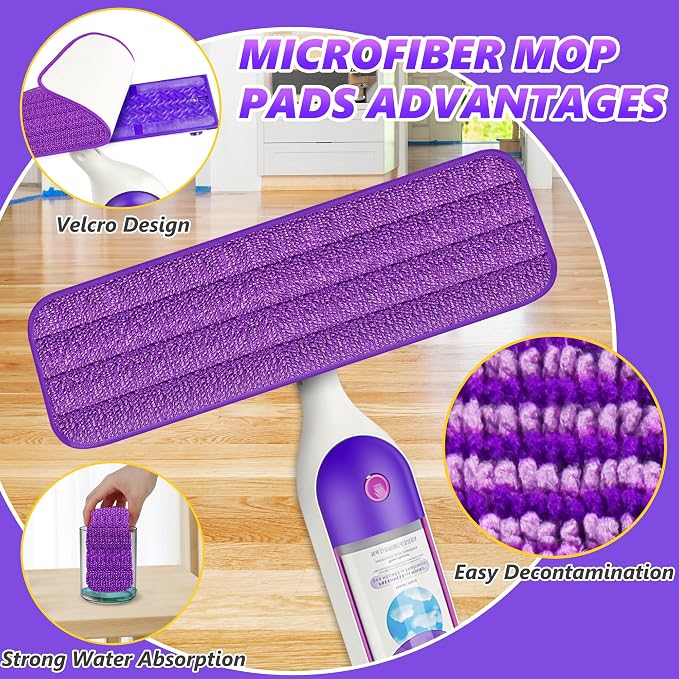 6 Pack Washable Microfiber Mop Pads for Swiffer PowerMop: PowerMop Refills | Hard Wood Floor Mop Pads Refills Reusable for 13 ''-15 '' Spray Mop,Multi-purpose Mopping, for Multi-Surface Floors Cleaning