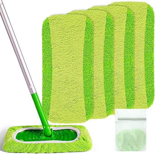 Reusable Mop Pads Compatible with Swiffer Sweeper - Pet Heavy Duty Wet Cloth Refills & Multi-Surface Dry Sweeping Cloth Refill - Washable Wet Pads Refill for Mopping Floors (Mop not Included)