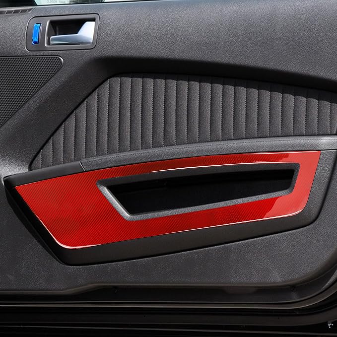 Real Carbon Fiber Trim for Ford Mustang Accessories | for 2009 2010 2011 2012 2013 2014 Front Inner Door Panel Interior Thick Overlay Decal