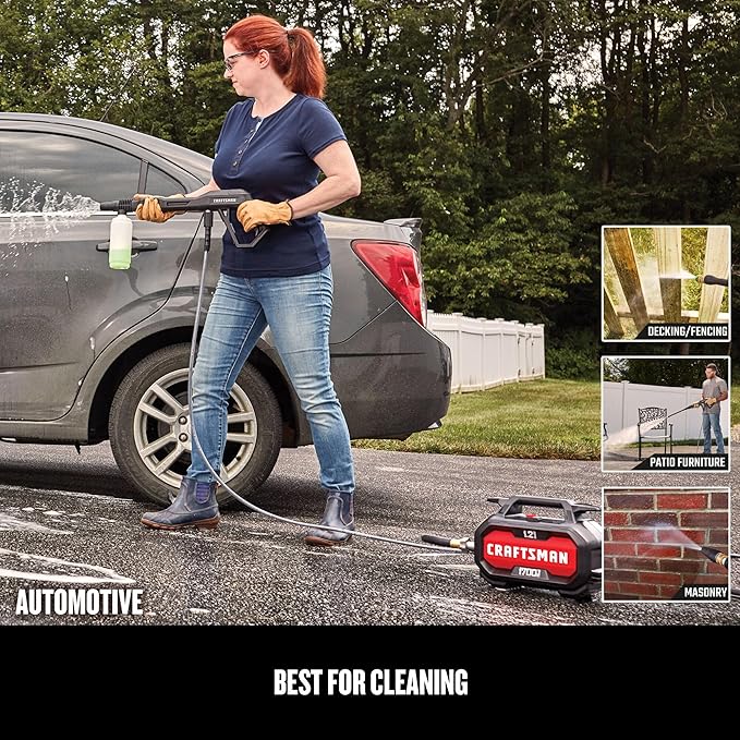 CRAFTSMAN Electric Pressure Washer, Cold Water, Lightweight Corded Power Washer for Cars, Driveways, Patio and Garage, Powerful 1700-PSI, 1.2-GPM, Compact, Easy to Use (CMEPW1700)