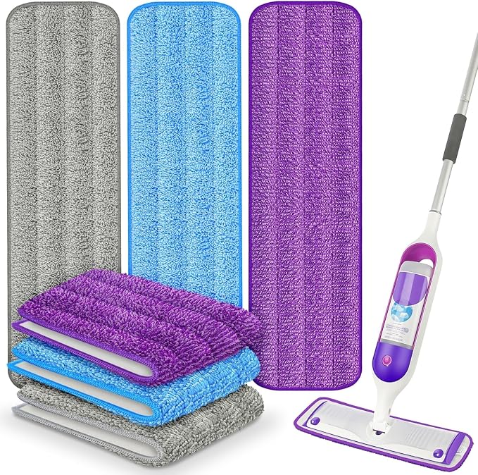 6 Pack Reusable Mop Pads for Swiffer PowerMop, Super Absorption, Multi-Surface Hardwood Floor Cleaning, Machine Washable Up to 100 Times, Durable, Suitable for All Finished Floors