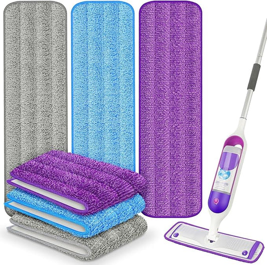 6 Pack Reusable Mop Pads for Swiffer PowerMop, Super Absorption, Multi-Surface Hardwood Floor Cleaning, Machine Washable Up to 100 Times, Durable, Suitable for All Finished Floors
