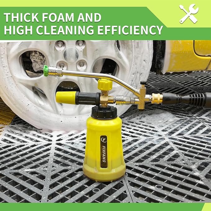 FIXFANS Foam Cannon, Compatible with Portland Husky and Ryobi Power Washer | Dual Connector Accessory, Replacement Gun Adapter, Double Tip Attachment Soap Cannon, 1/4" Quick Connect, 5 Nozzles, 1L