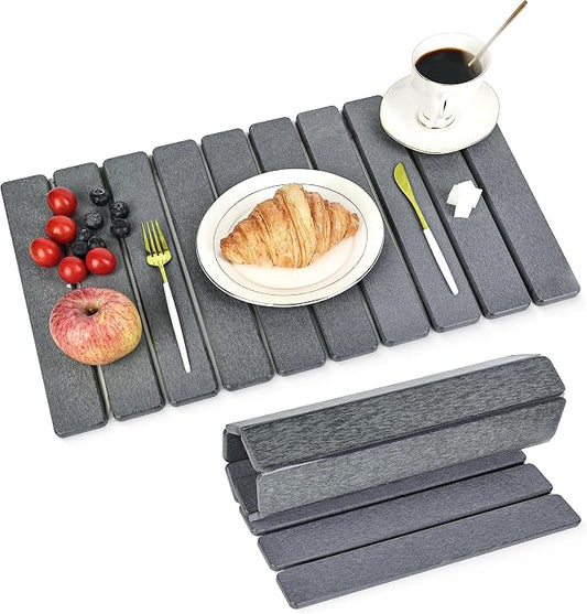 Large Stone Drying Mat for Kitchen Counter 24x16 Inch, Diatomaceous Earth Super Absorbent | Quick Dry Non-Slip Collapsible Dish Mat for Dishes Utensils Cups | Eco-Friendly Counter Protector, Dark Grey