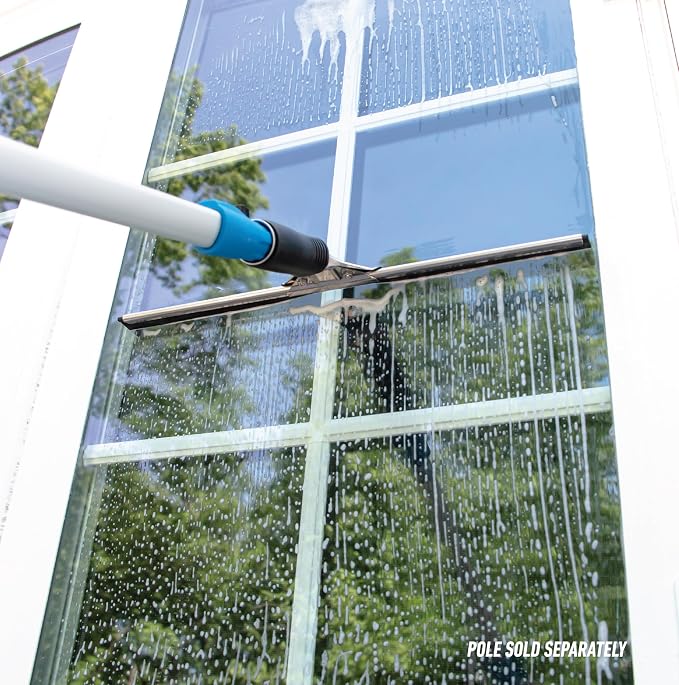 Unger Connect and Clean 16” Performance Window and Glass Cleaning Squeegee with Replacement Rubber, Cleaning Supplies, Heavy Duty Household Cleaner Tools with Streak-Free Results